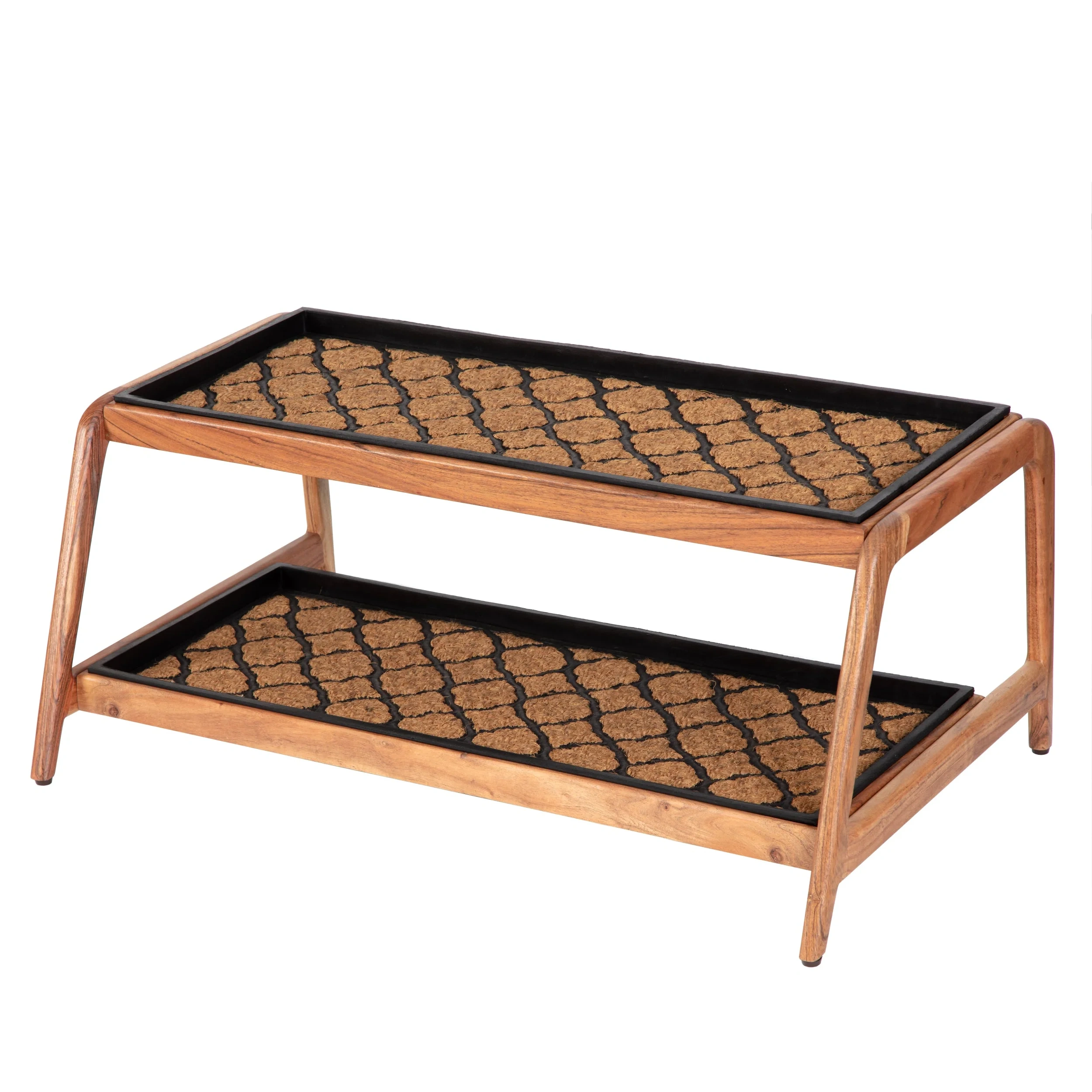 Wooden Boot Tray (double Tier) Shangri-la 36.5″ × 22″ × 15″ Brown