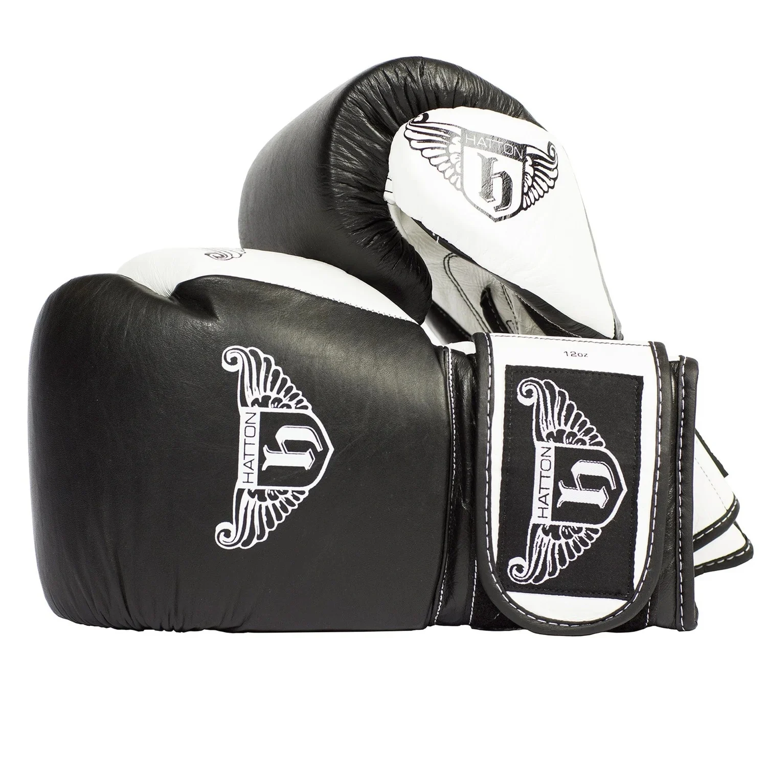 Hatton Pro Sparring Leather Velcro Glove (pair) Black 8oz
