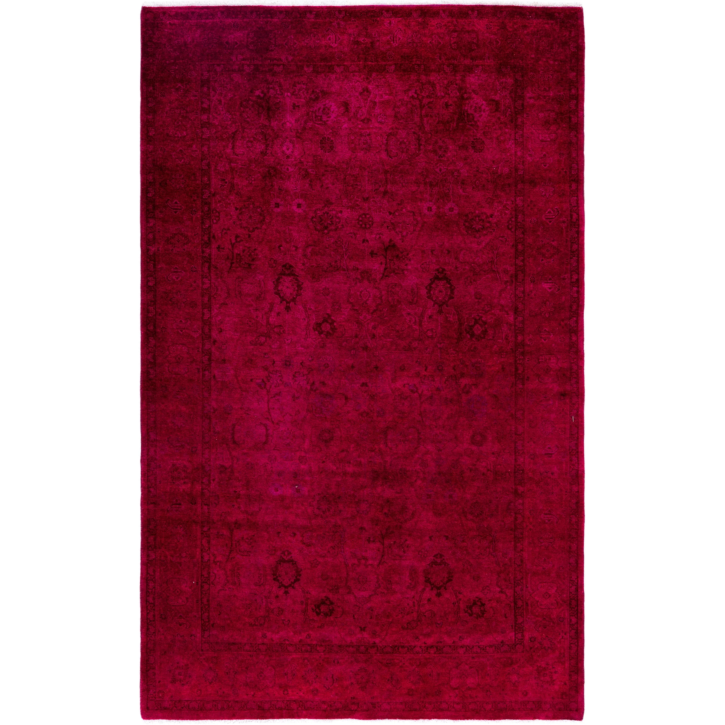 Contemporary Overdyed Wool Hand Knotted Pink Area Rug 4' 8" X 7' 5"