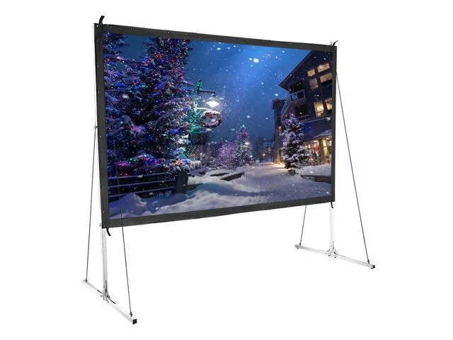 100" Portable Fast Folding Projector Screen 16:9 Hd W/ Stand For Indoor Outdoor