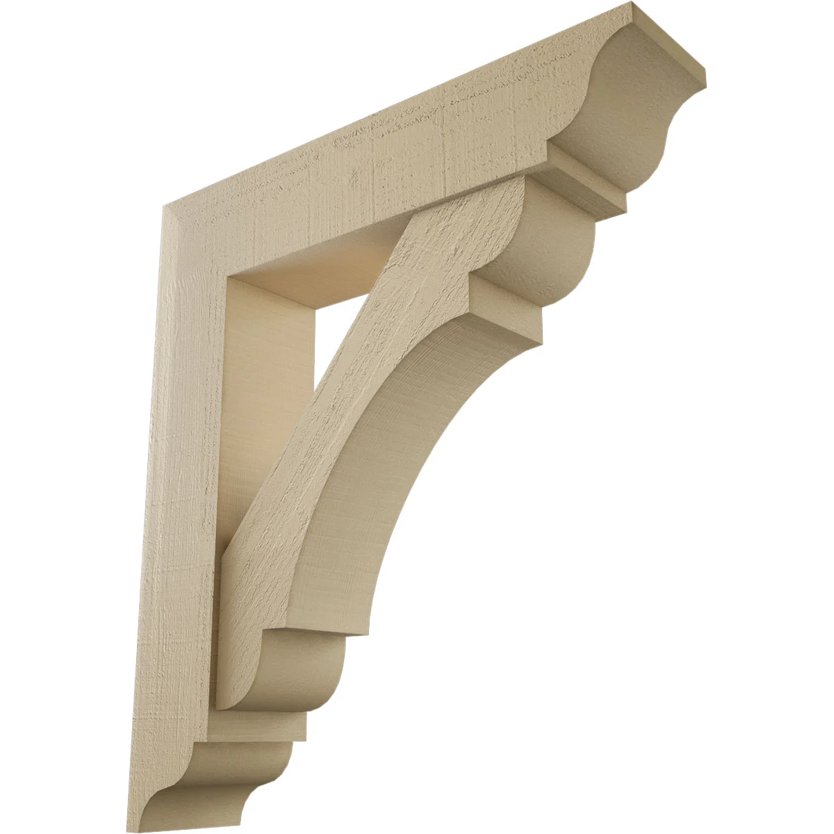 Timberthane Faux Wood Bracket W/ Offset Brace, Olympic Style, Traditional Ends, 7 1/2"w X 34"d X 38"h, Primed Tan