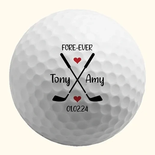 Personalisierte Forever Golfball Mit Text Und Datum Hochzeit Verlobung Geschenk Für Mann Golfliebhaber - Callie