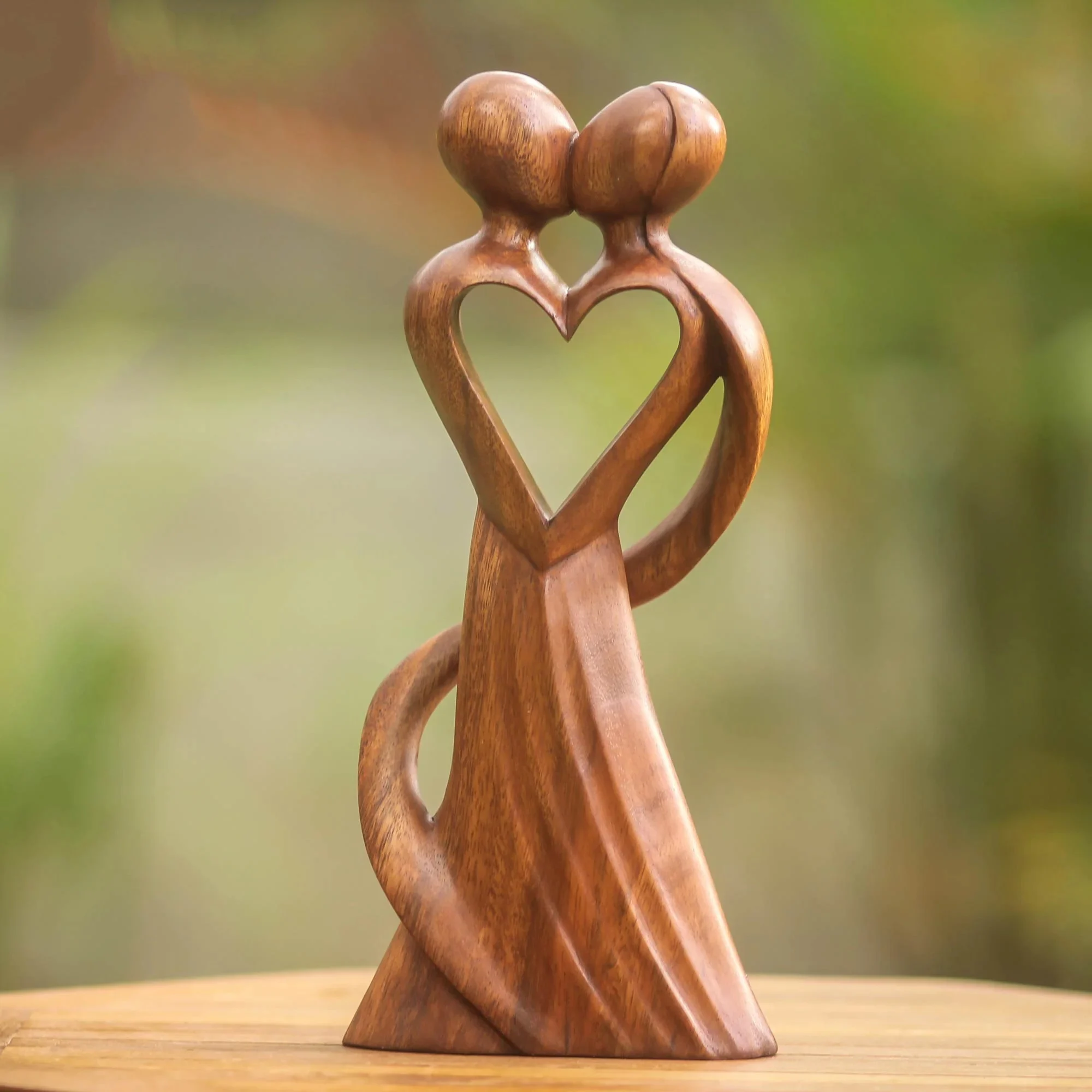 Original Wood Sculpture Hand Carved In Indonesia - My Heart And Yours