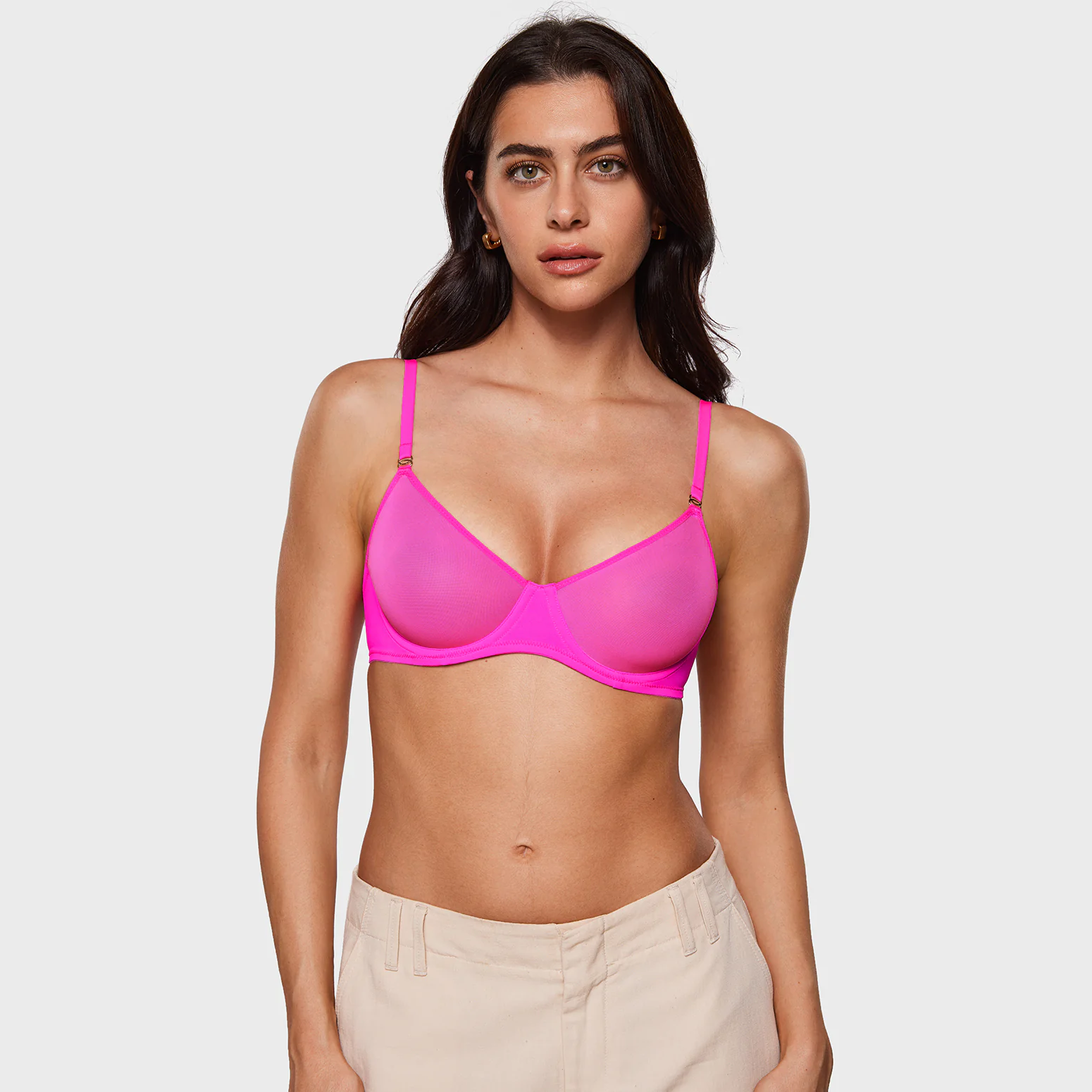 Sheer Mesh Demi Bra - Glitter Rose/36/f