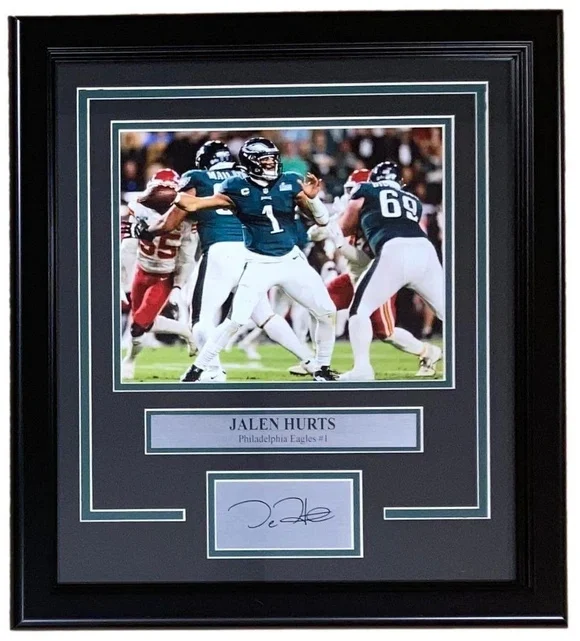 Jalen Hurts Framed 8x10 Philadelphia Eagles Photo W/ Laser Engraved Auto
