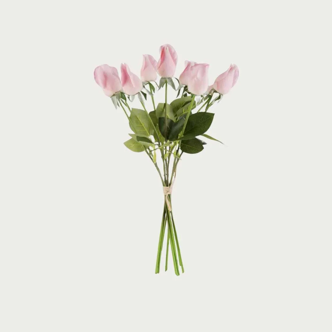 17.5" Pink True Bloom Real Touch Rose Bud Bundle