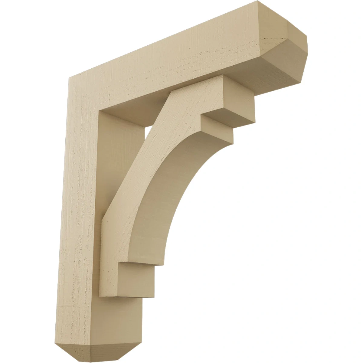 Timberthane Faux Wood Bracket W/ Offset Brace, Merced Style, Craftsman Ends, 8"w X 28"d X 32"h, Primed Tan