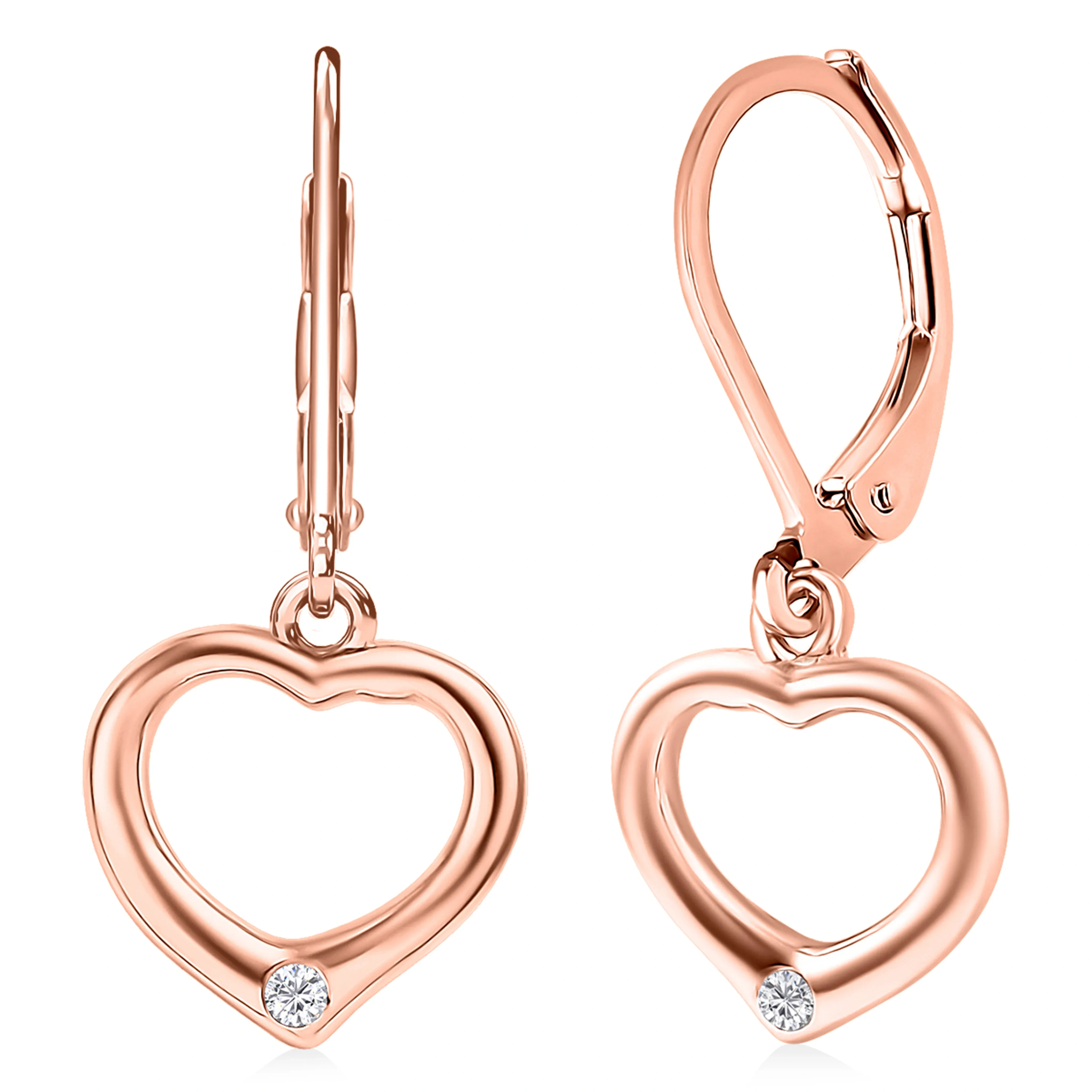 Valentine Special Deal Evertrue Moissanite Heart Earrings In 18k Rg Plated