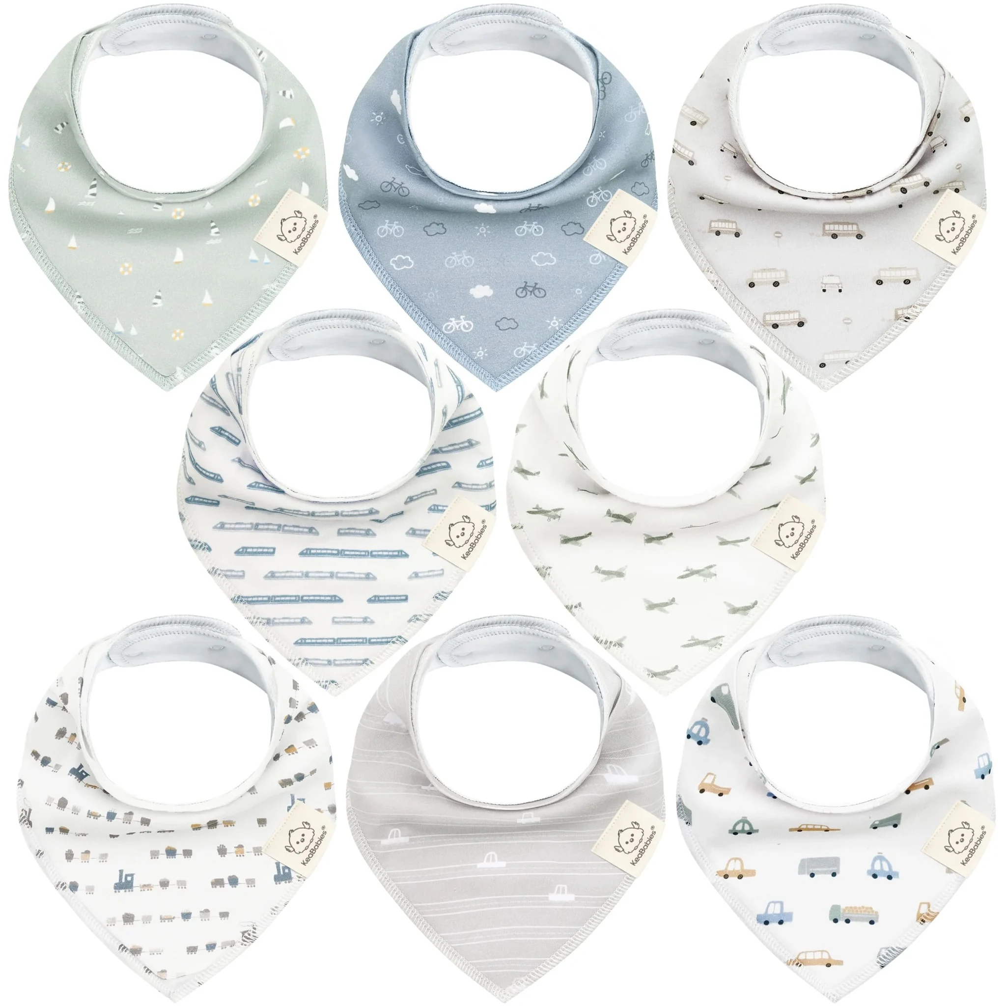 8-pack Organic Bandana Bibs (vessels)