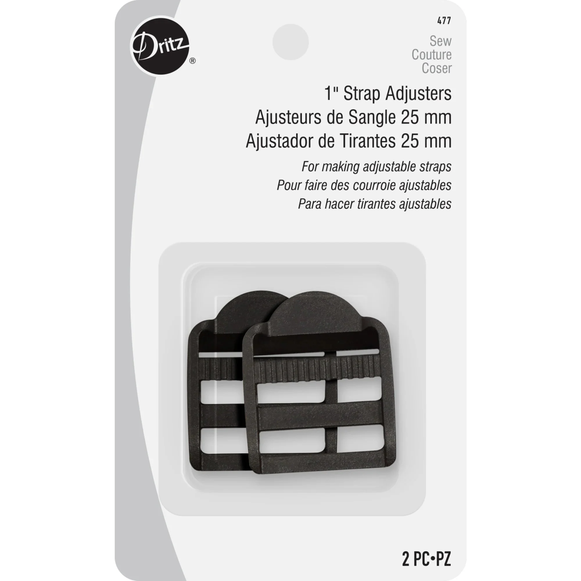 1" Strap Adjusters, Black, 2 Pc