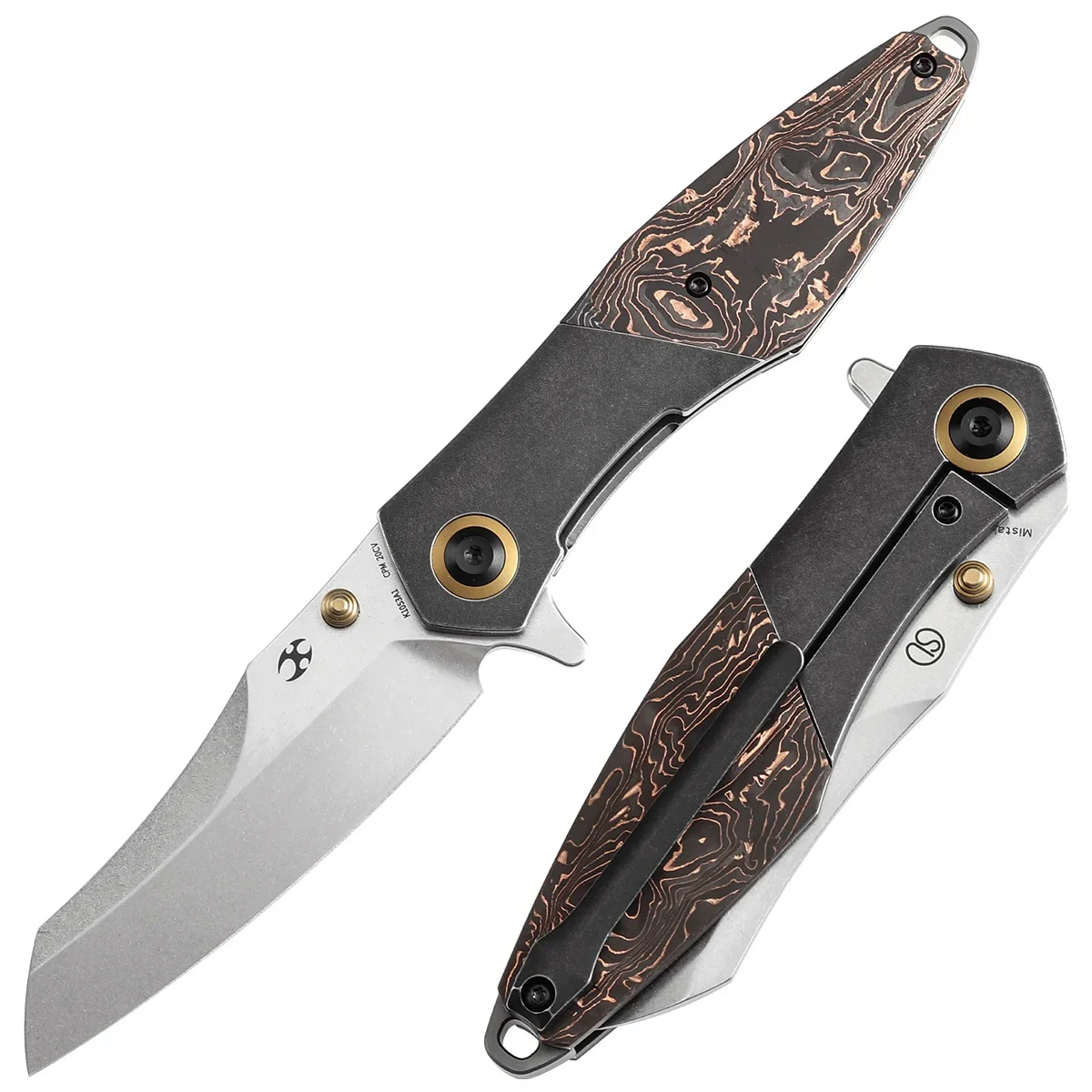 Kansept Thumb Stub Mistaken Blackwash Titanium And Copper Carbon Fiber (3.15" Cpm 20cv) Jonathan Styles Design- K1053a1