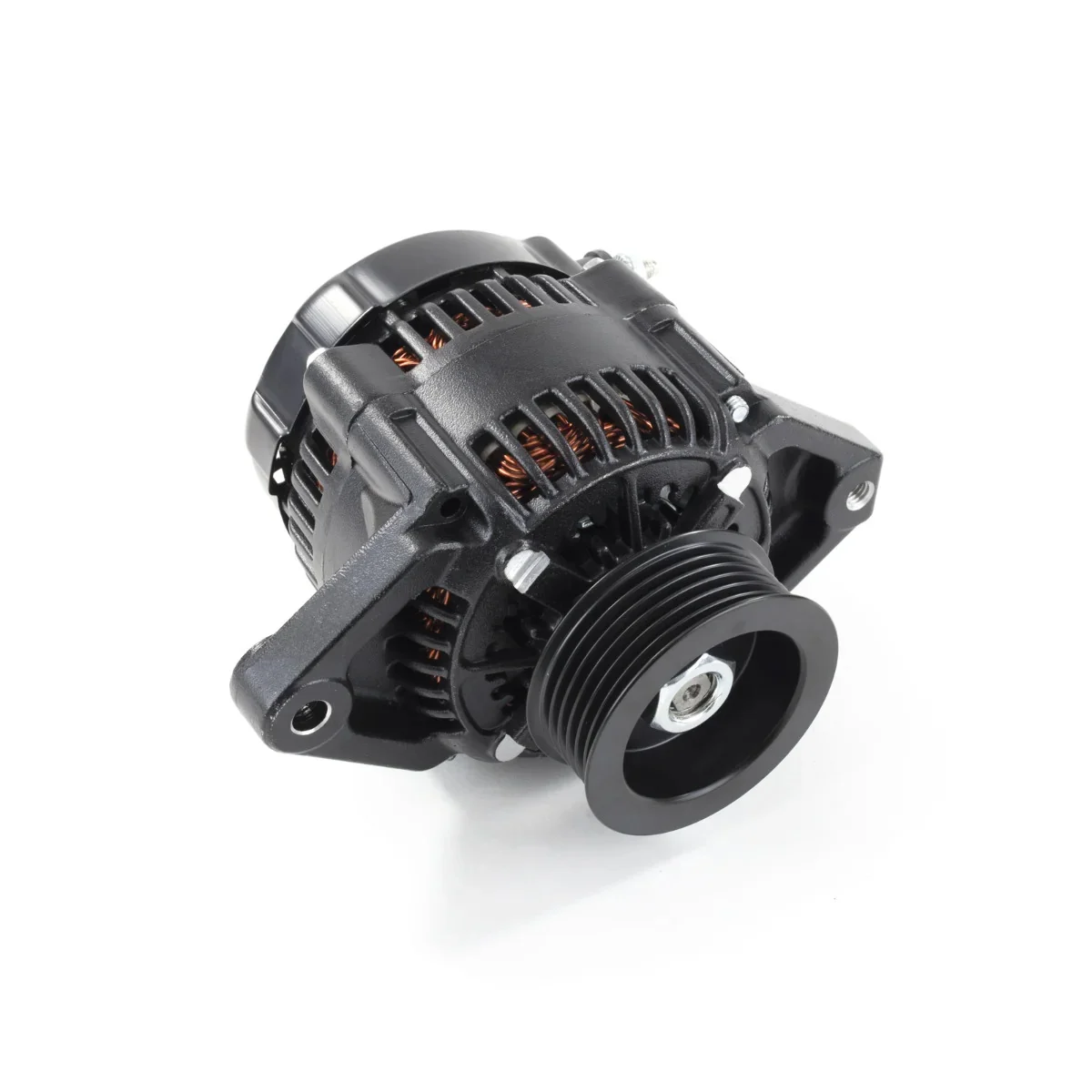 Denso Style 90 Amp Mini Race Alternator With Serpentine Pulley - Black