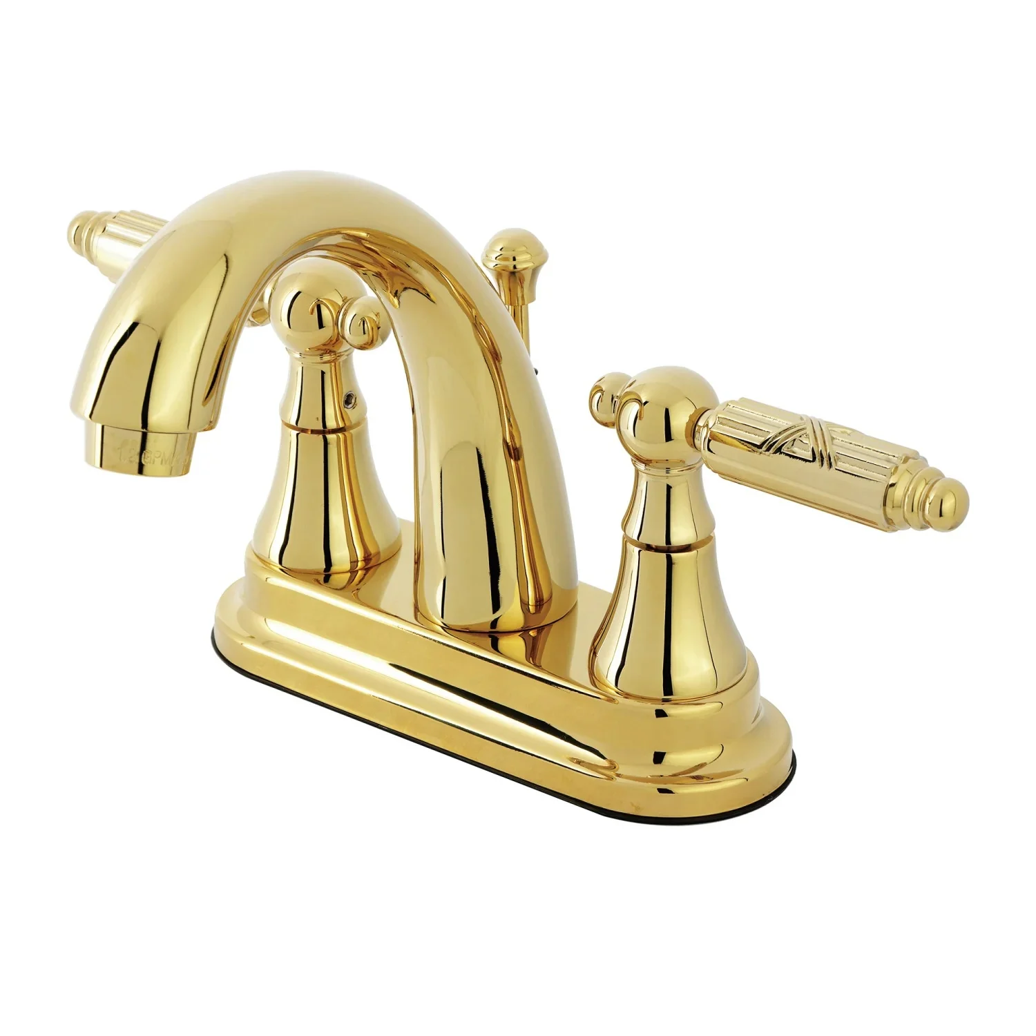 Georgian Ks7612gl Double-handle 3-hole Deck Mount 4-inch Centerset Bathroom Faucet With Brass Pop-up, Polished Brass
