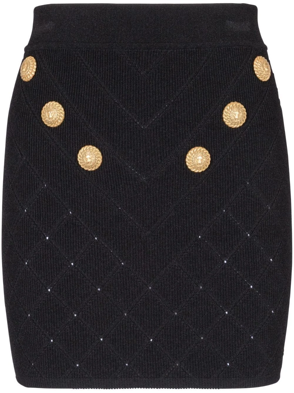 Balmain Black 6-button Knitted Skirt