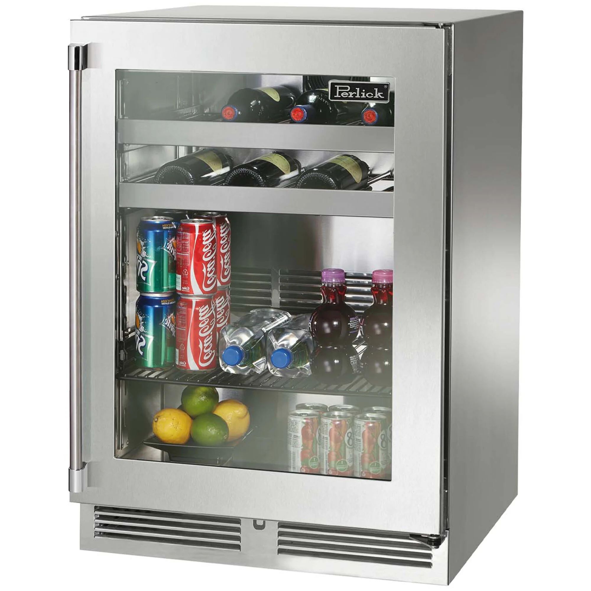 Perlick Signature Series 24 In. Built-in 5.2 Cu. Ft. Compact Beverage Center With Pull-out Shelves & Digital Control - Stainless Steel