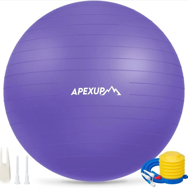 Yoga Exercise Ball, Heavy Duty Large Gym Ball, Anti Slip, Stable - Purple/m (19"~22) 55cm