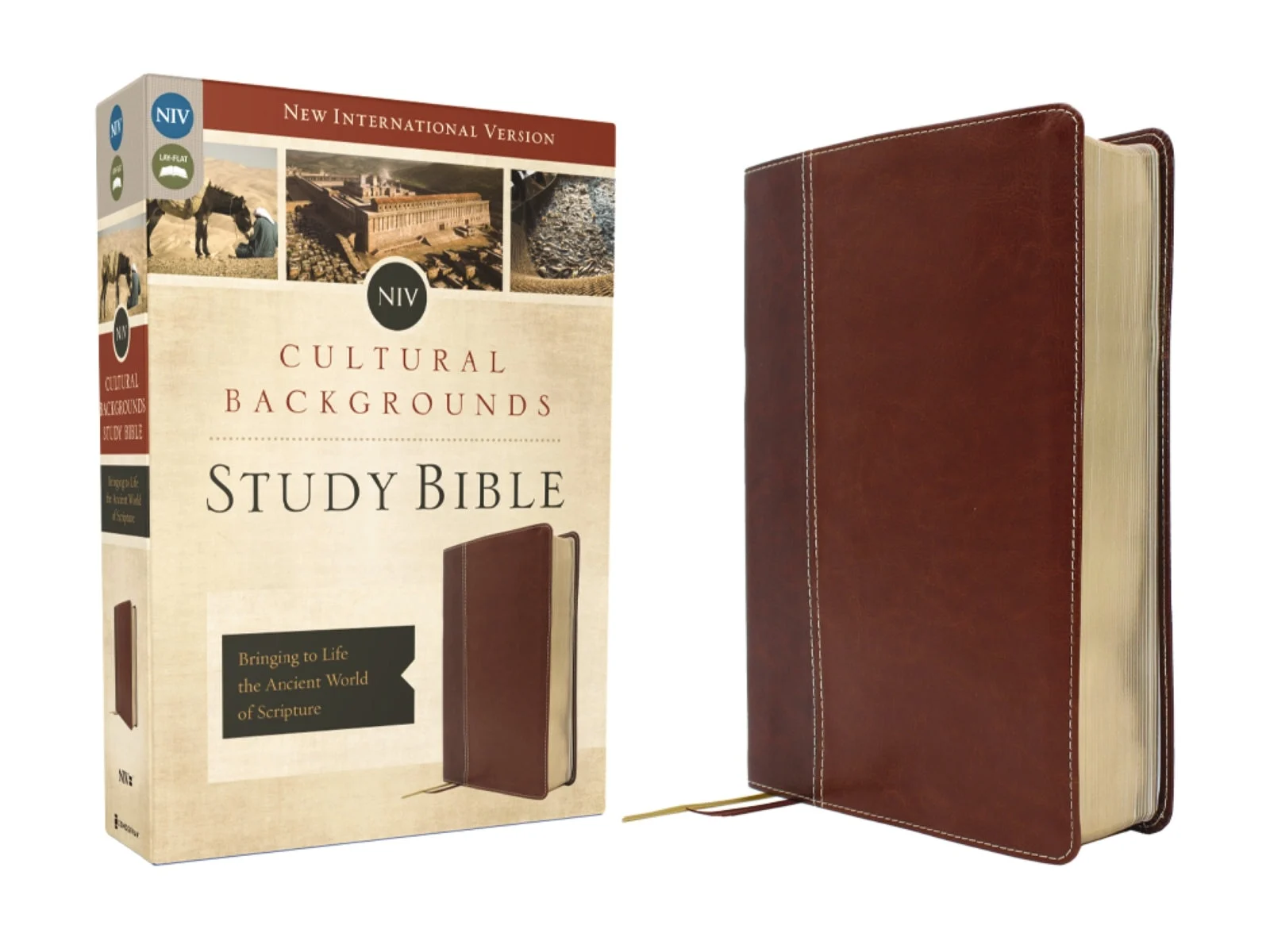 Niv, Cultural Backgrounds Study Bible, Red Letter Edition: Bringing To Life The Ancient World Of Scripture - Leathersoft™/brown/no