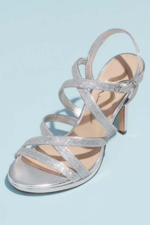 Crossing Straps Heeled Platform Sandals - Navy