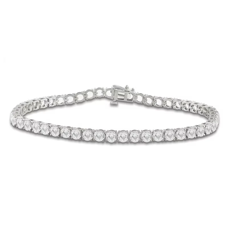 Men's White Lab-created Sapphire 4mm Tennis Bracelet Sterling Silver 8.5"