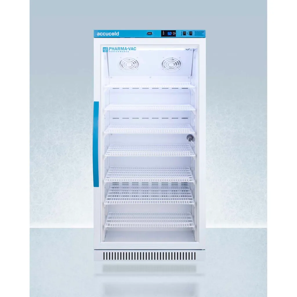 Accucold Pharma-vac Performance Series Upright Vaccine Refrigerator, 8 Cu.ft., Glass Door