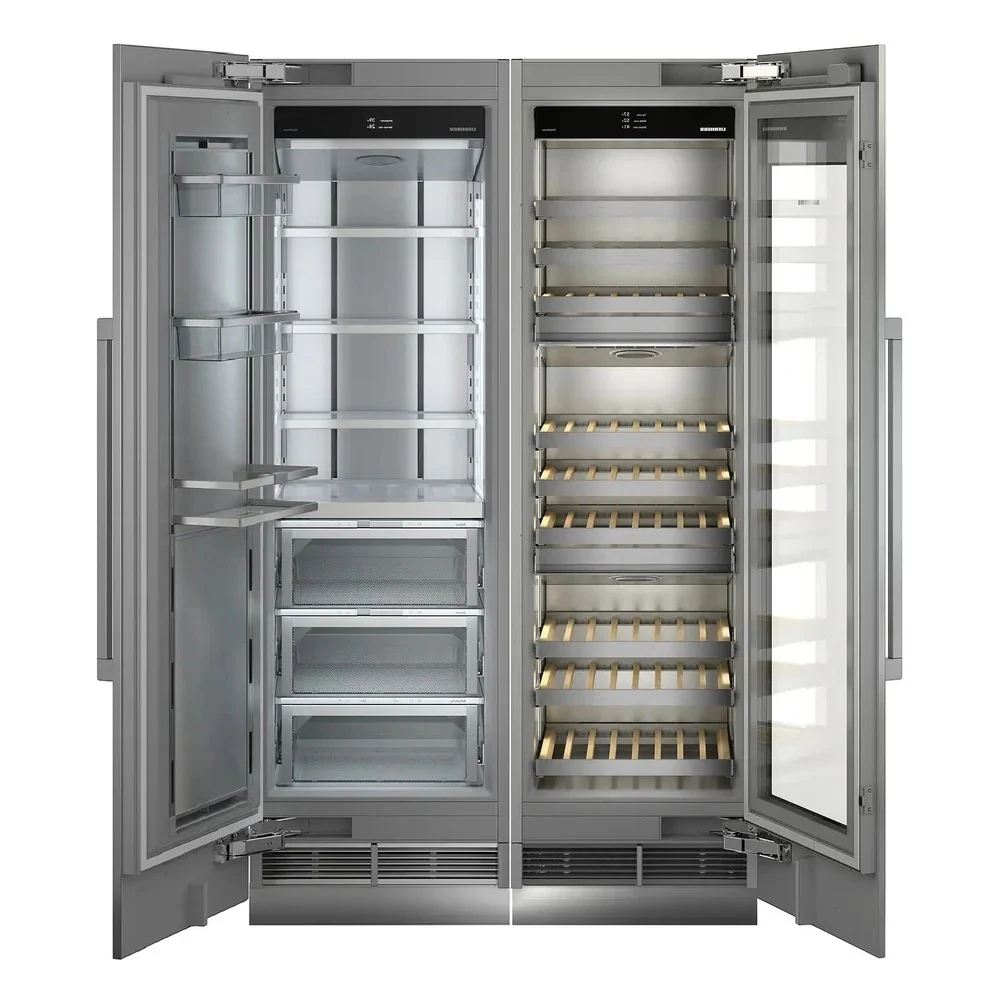 Liebherr 48 Inch Monolith Series Side-by-side Column Refrigerator And Wine Cooler Set With Mrb2400l 24 Inch Left Hinge Refrigerator, Mw2400 24 Inch Right Hinge Wine Cooler And 9901428 Joiner Kit In Panel Ready (custom Panels And Handles Not Included)
