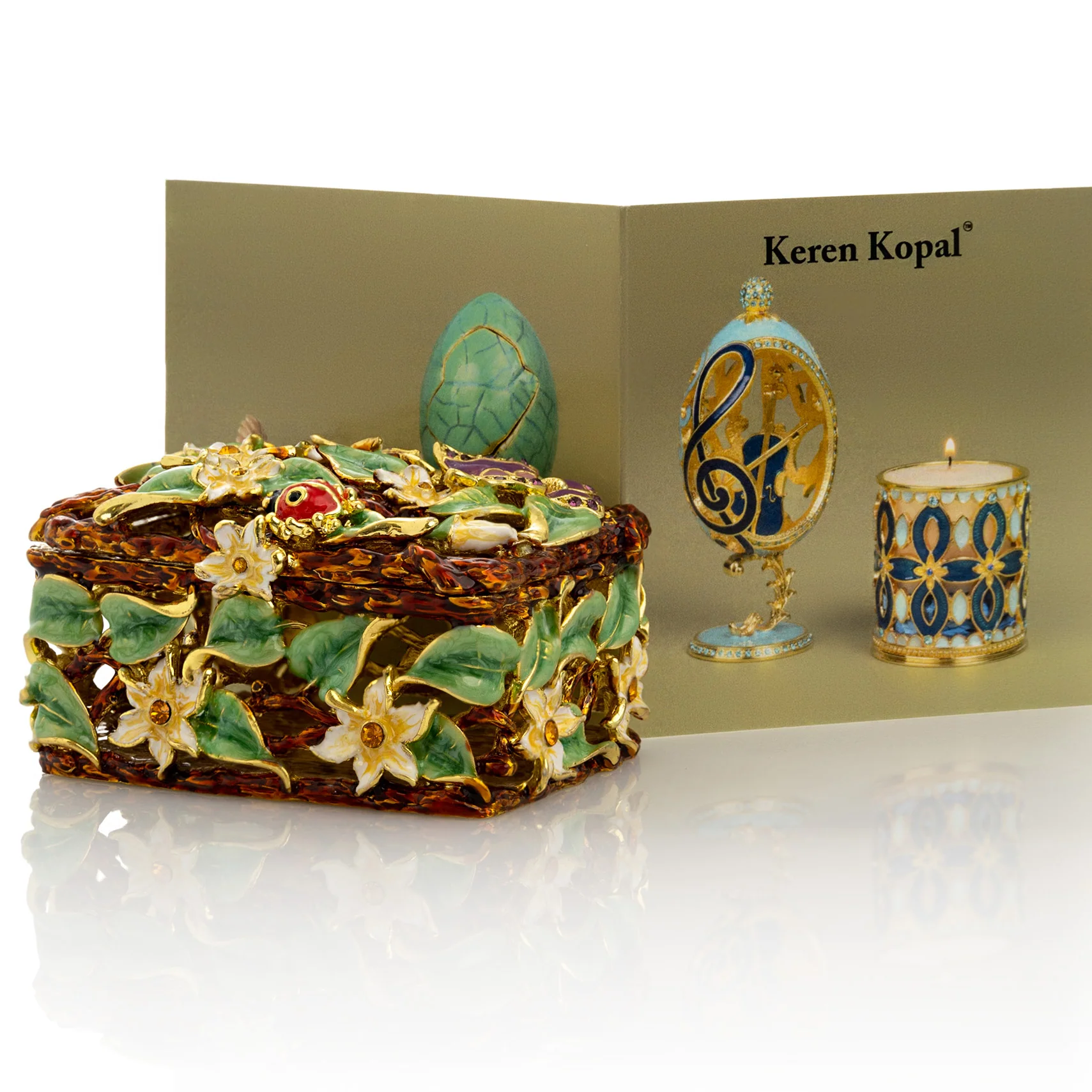 Decorated Flowers Trinket Box