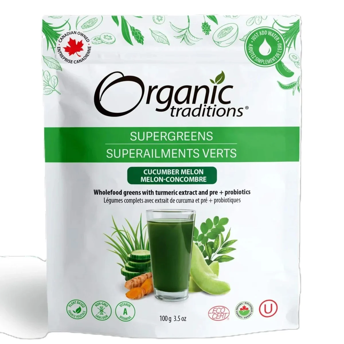 Organic Traditions Supergreens Cucumber Melon 100g