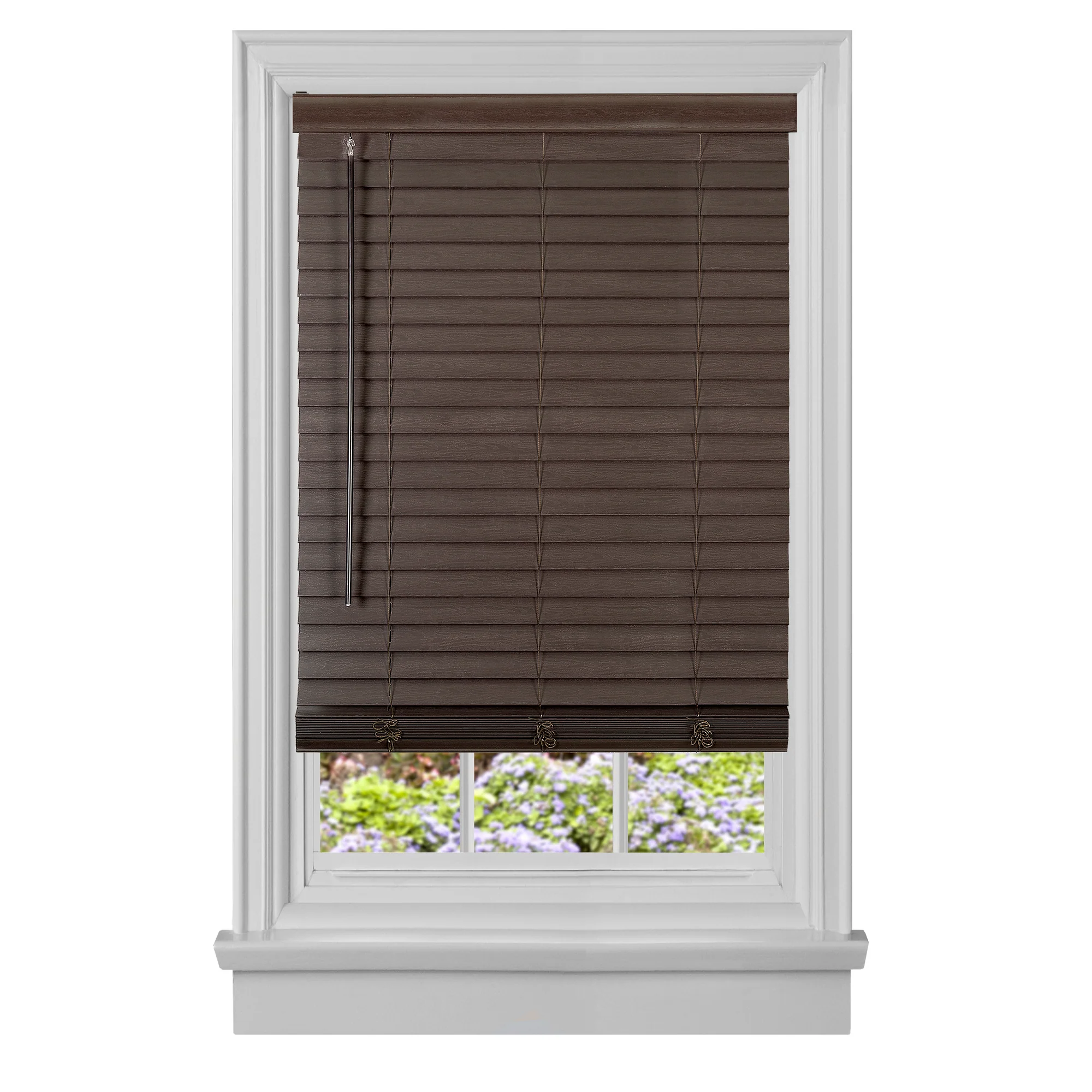 Cordless Gii Madera Falsa 2 Faux Wood Plantation Blind 39x64 - Mahogany