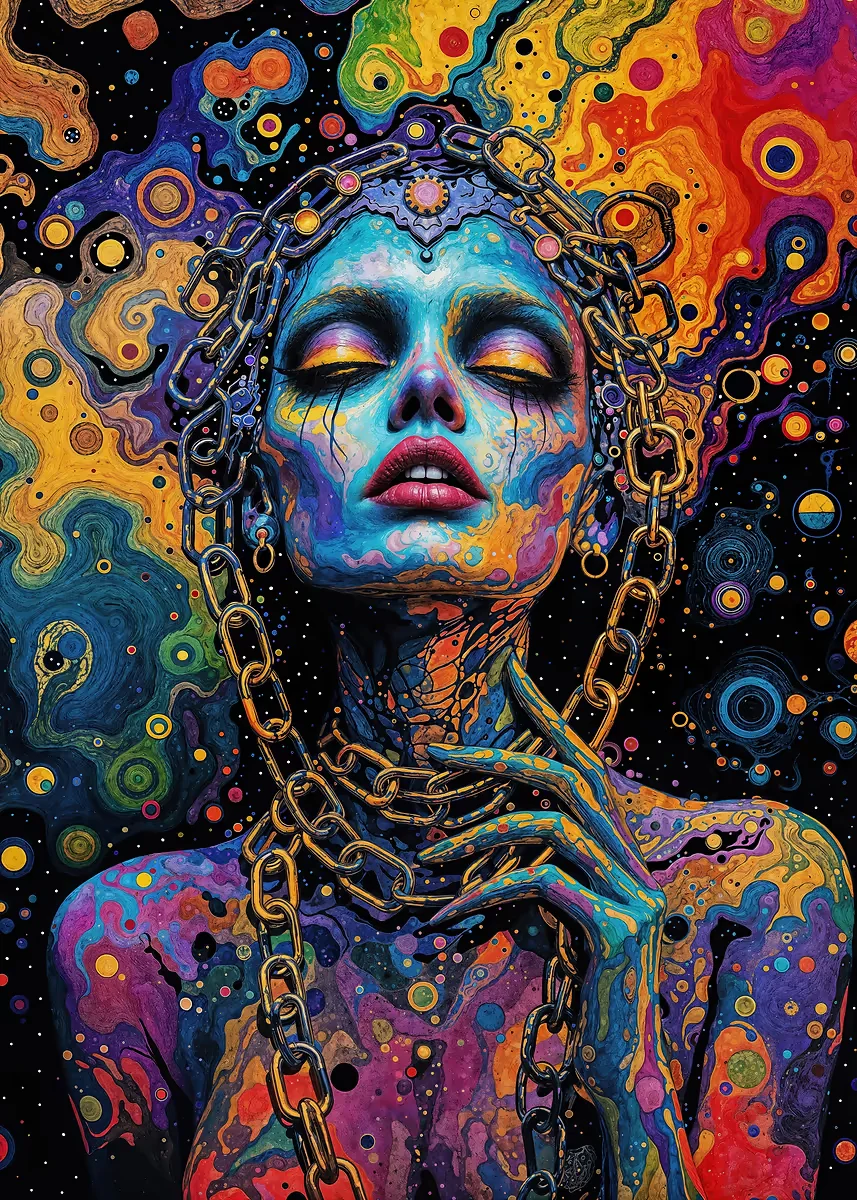 Chained Woman In Psychedelic Art