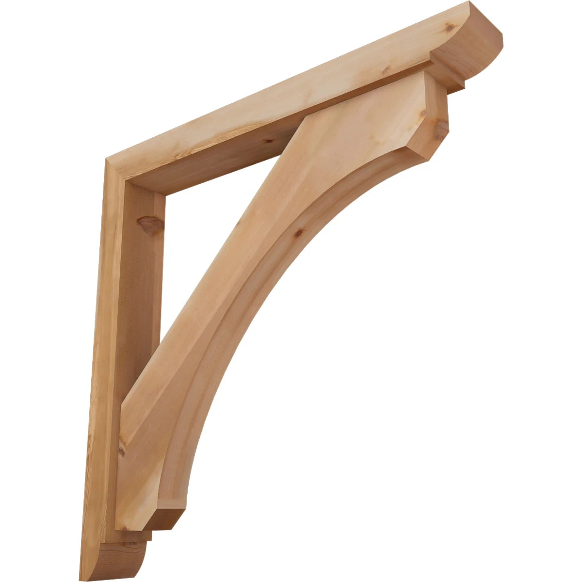 Rustic Wood Bracket W/ Offset Brace, Legacy Style, Midcentury Ends, 5 1/2"w X 42"d X 42"h, Smooth Western Red Cedar