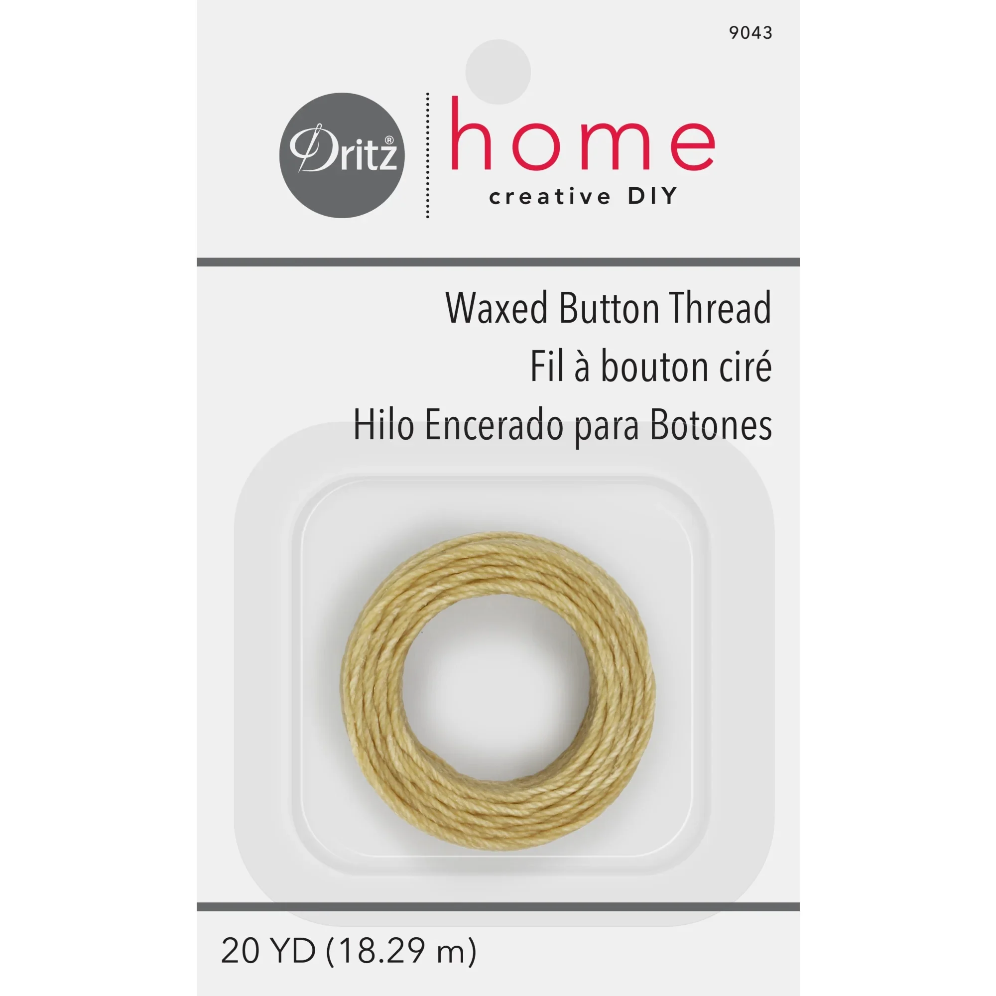 Waxed Button Thread, Natural, 20 Yd