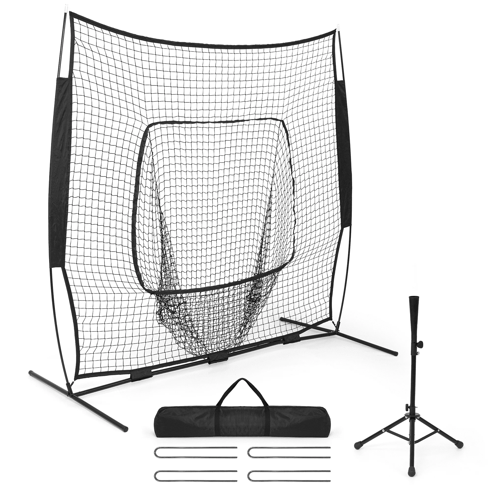 Naipo 7x7ft Baseball Net With Adjustable Baseball Tee ,portable Baseball Hitting Net For Hitting And Pitching With Carry Bag
