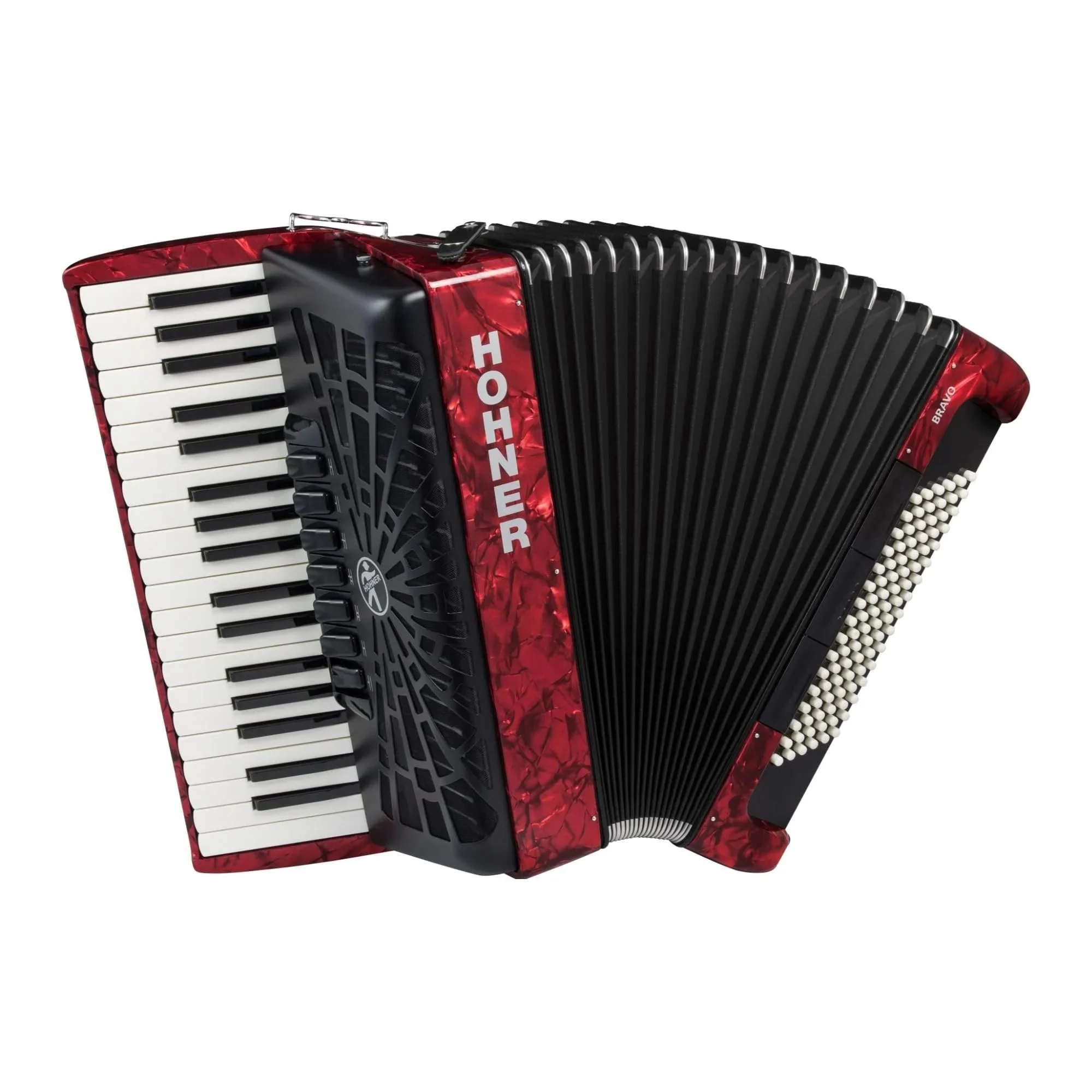 Hohner Bravo Iii 96 Chromatic Piano Key Accordion - Pearl Red (br96red)