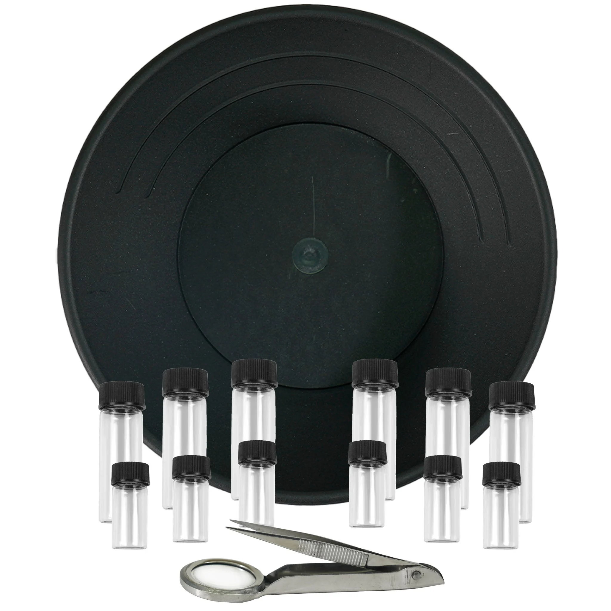 Terrax 14 Piece Gold Prospecting Kit - Pan, Vials, And Folding Magnifier Tweezers - Black