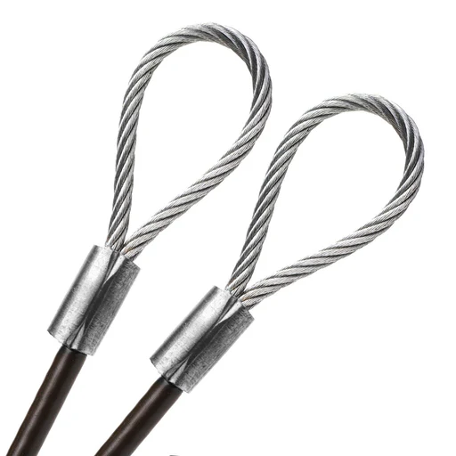 68ft Order To Size 1/4 Galvanized Steel Cable Brown Vinyl Coated To 3/16 With Loop Size Made To Order In Usa - 2in/10in