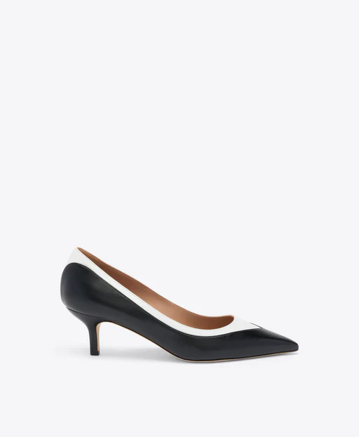 Emmanuelle 45 Black & White Leather Heeled Pumps