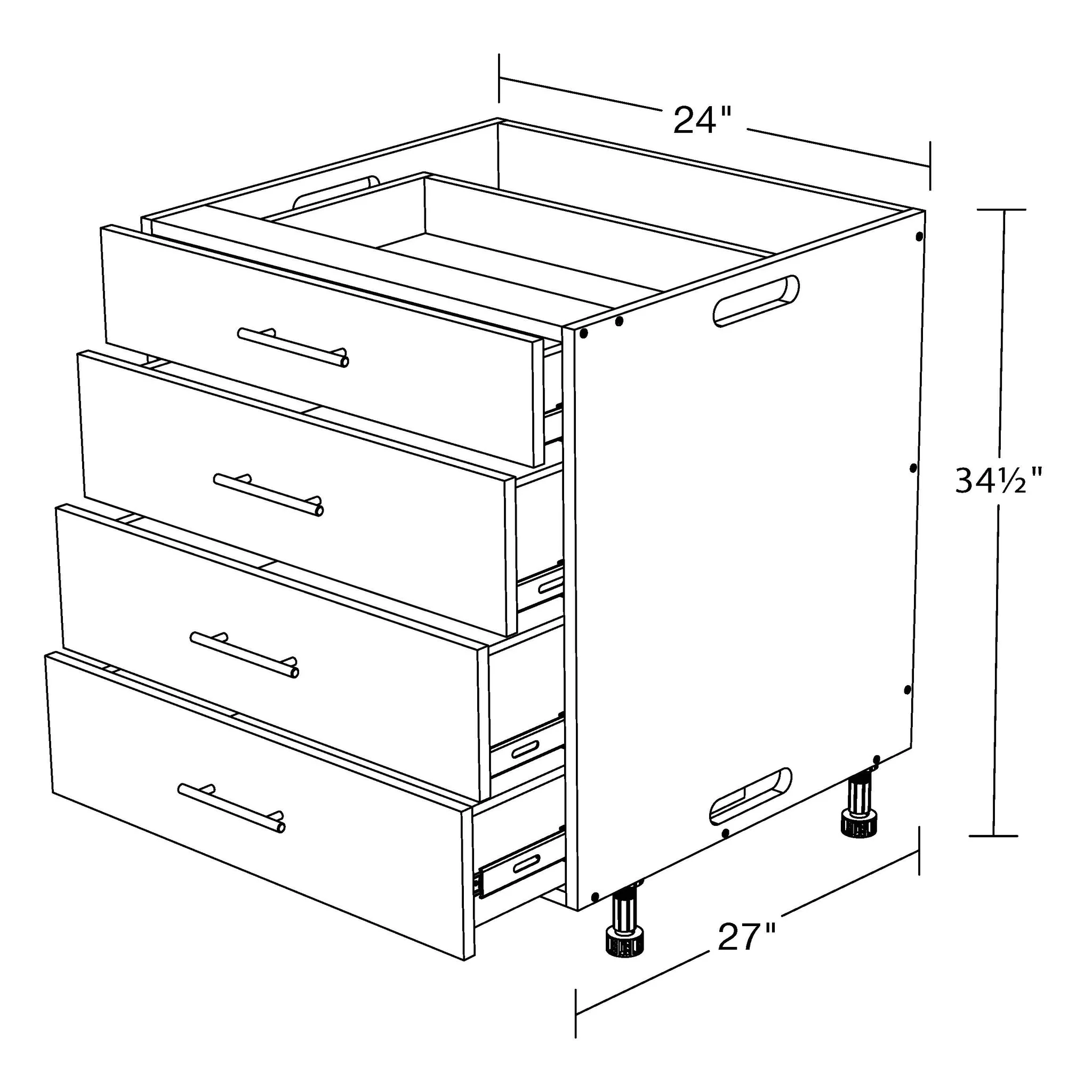 Weatherstrong B4d2427ib-seg 4 Drawer Base Cabinet