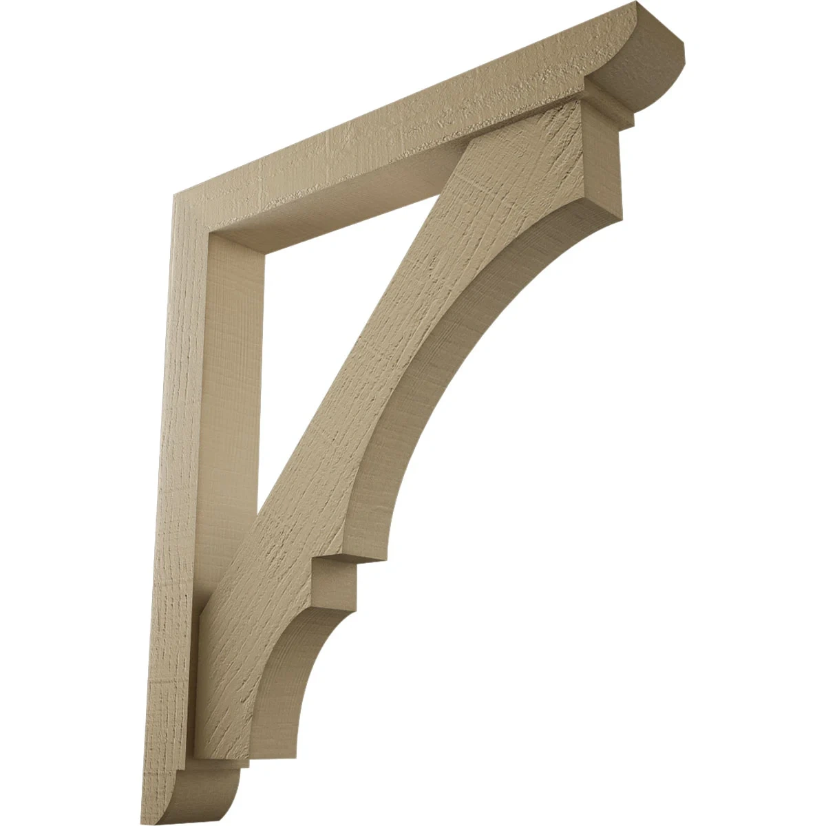 Timberthane Faux Wood Bracket W/ Offset Brace, Balboa Style, Midcentury Ends, 4"w X 28"d X 32"h, Primed Tan