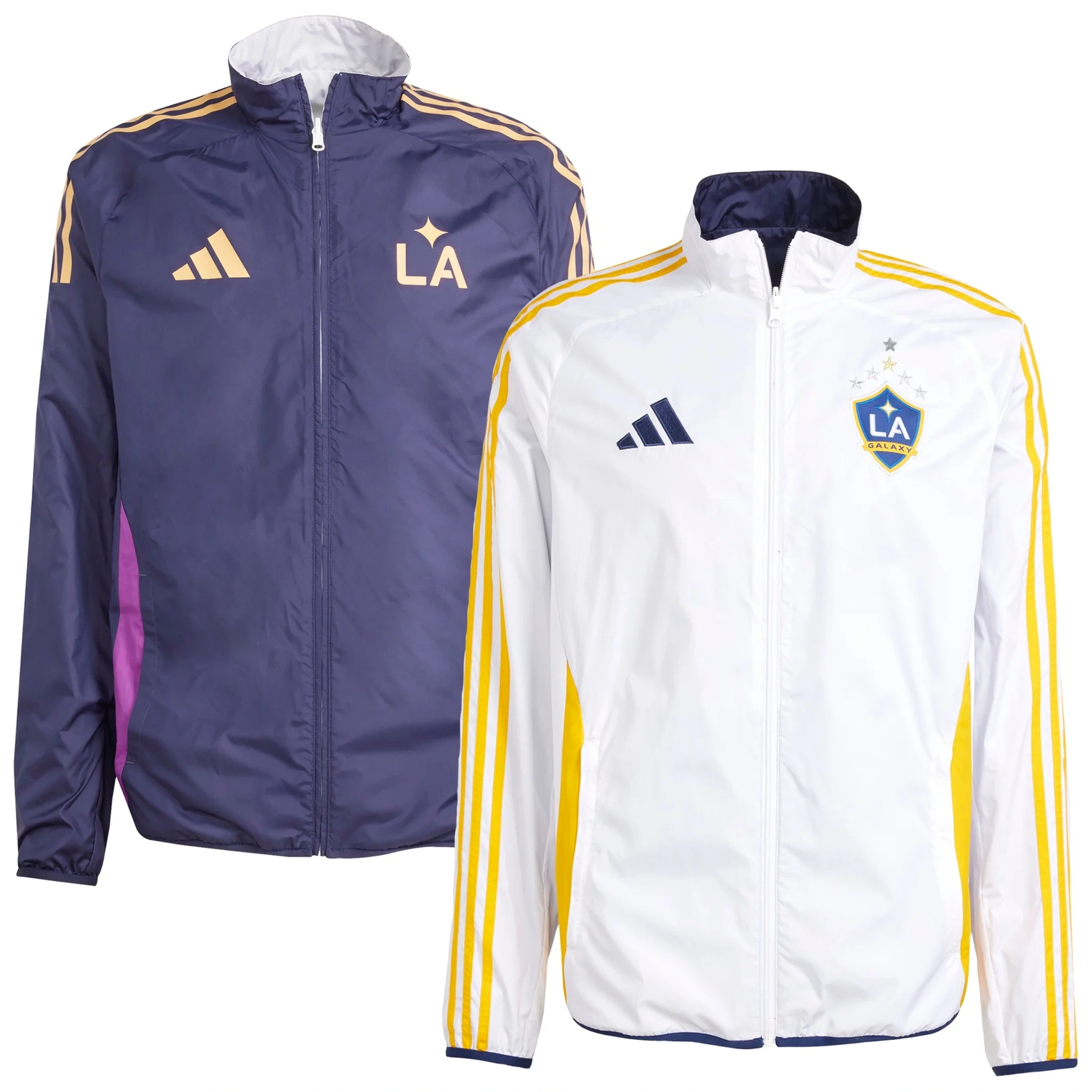 La Galaxy Adidas 2025 Anthem Reversible Full-zip Jacket - White/navy