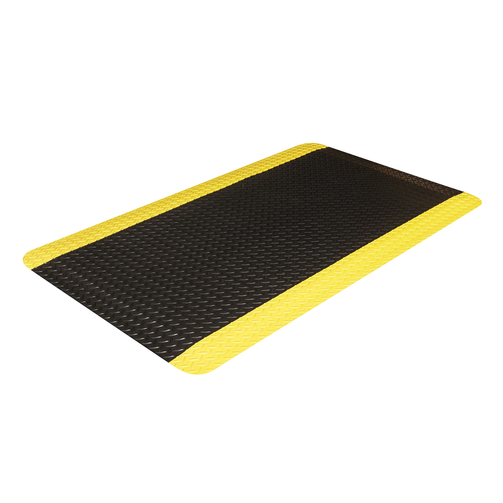 Crown Industrial Deck Plate Antifatigue Mat, 36" X 60", Black/yellow