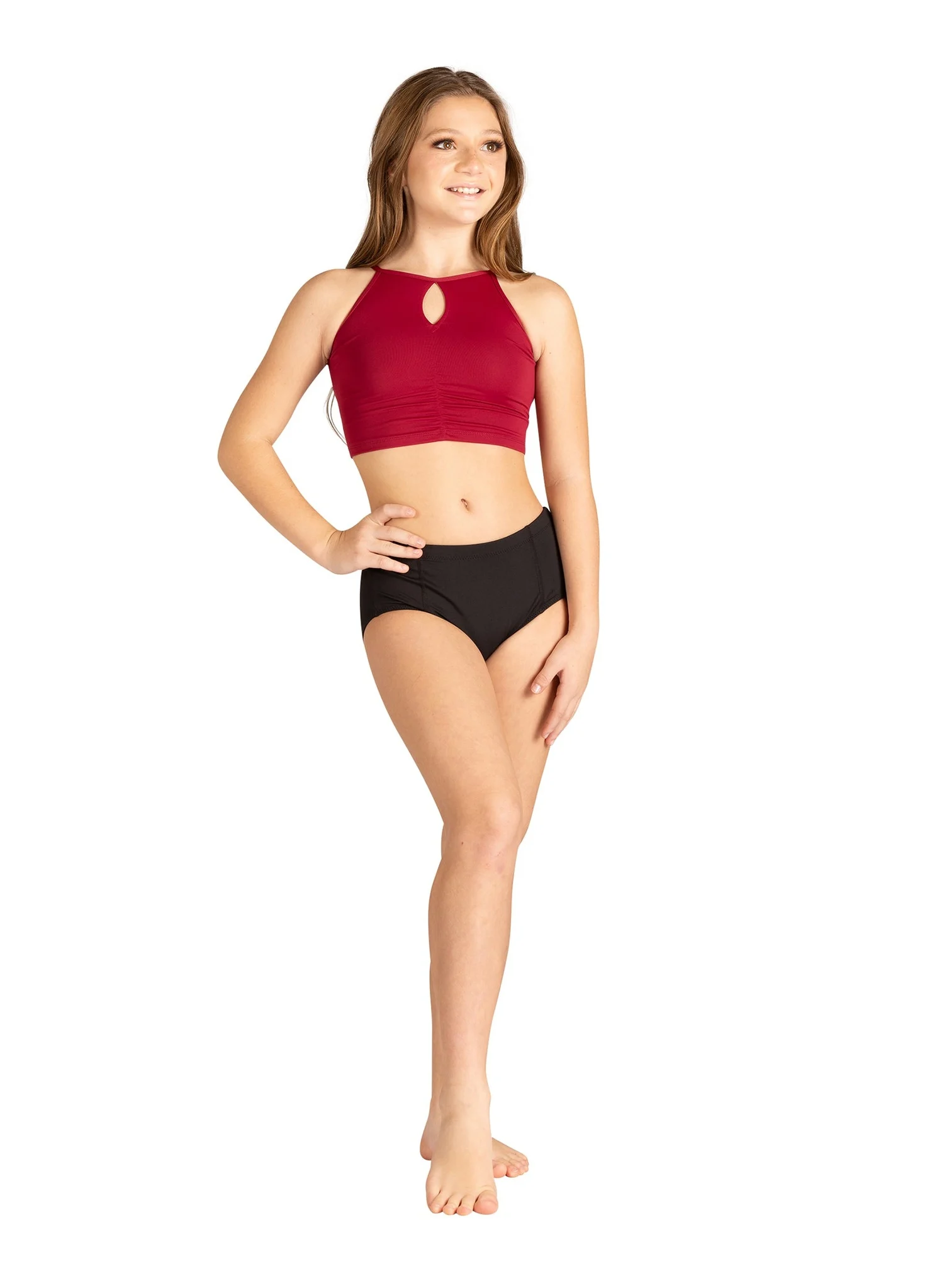 Kids Donna Shirring Halter Top - Autumn Red