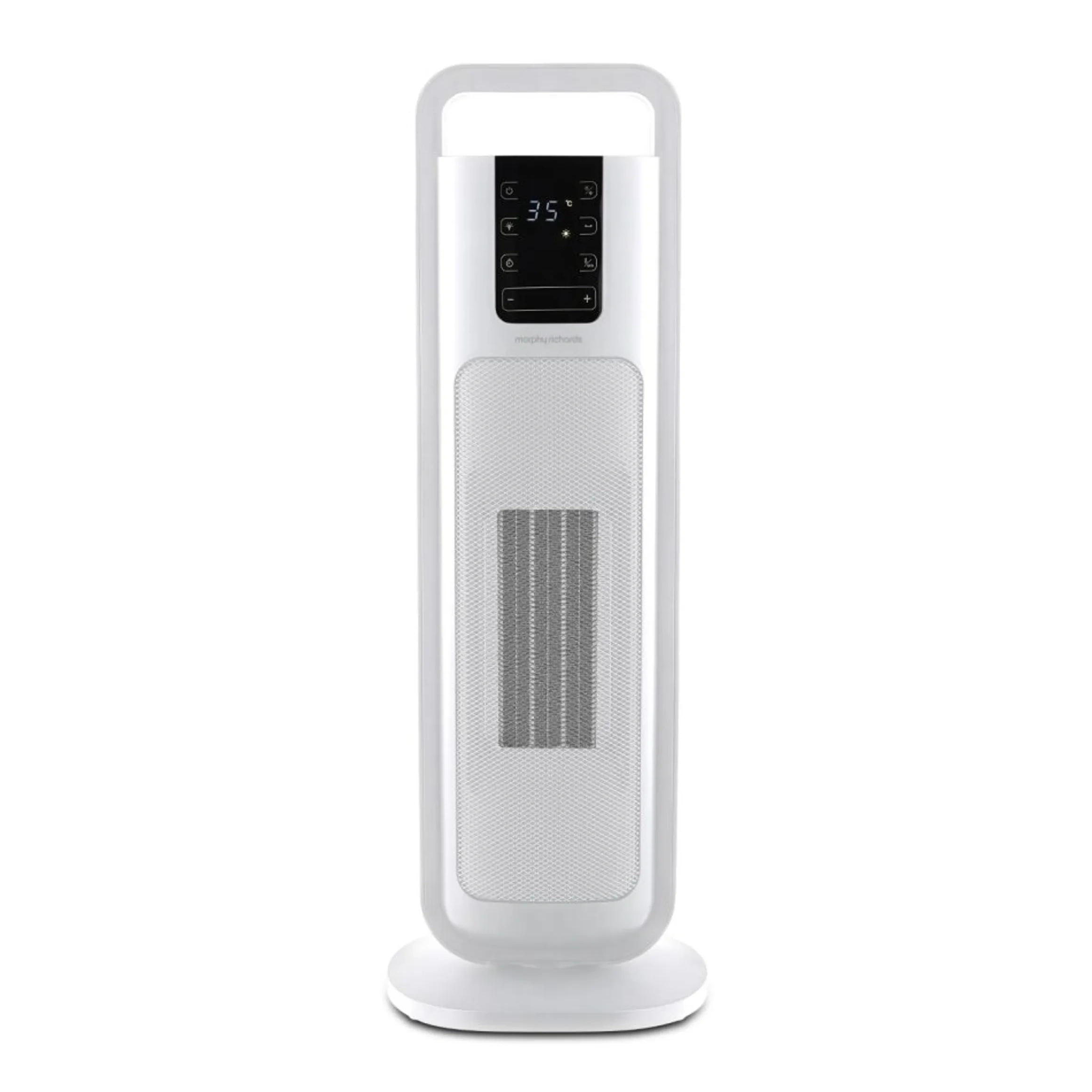 White Morphy Richards 2kw Ceramic Tower Fan Heater Ultra Thin With Remote Heatflux Ultra Thin