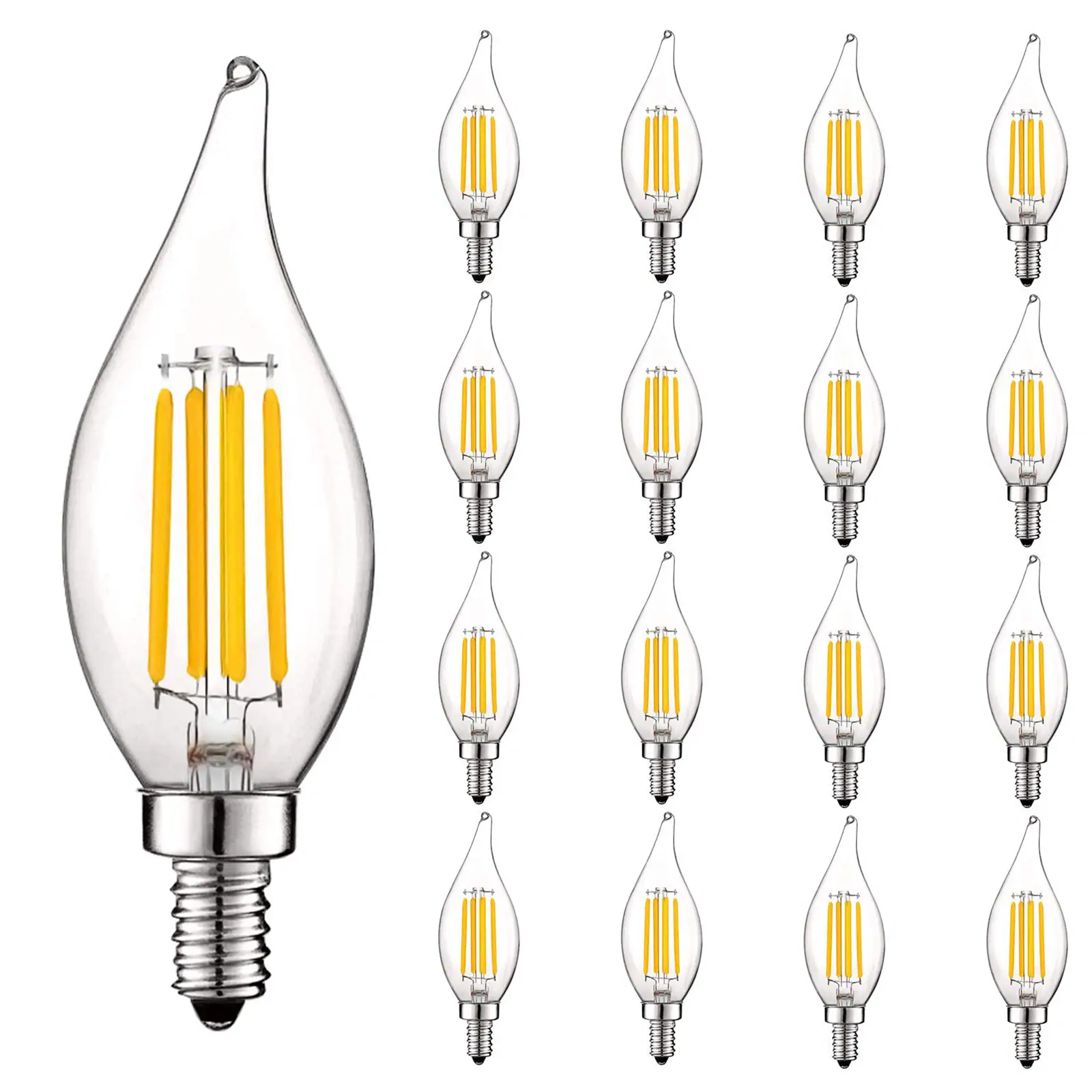 Luxrite 60‑watt Eq Ca11 Bright White Candelabra Base (e12) Dimmable Led Decorative Light Bulb (16‑pack) Lr21599‑16pk