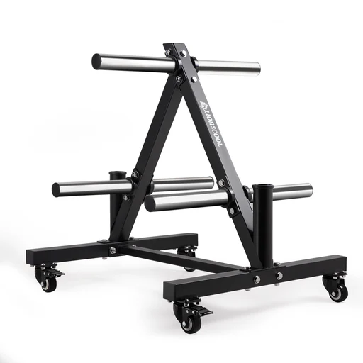 Olympic Weight Plate Tree Bumper Plate Storage Rack - With Wheels (650lbs)