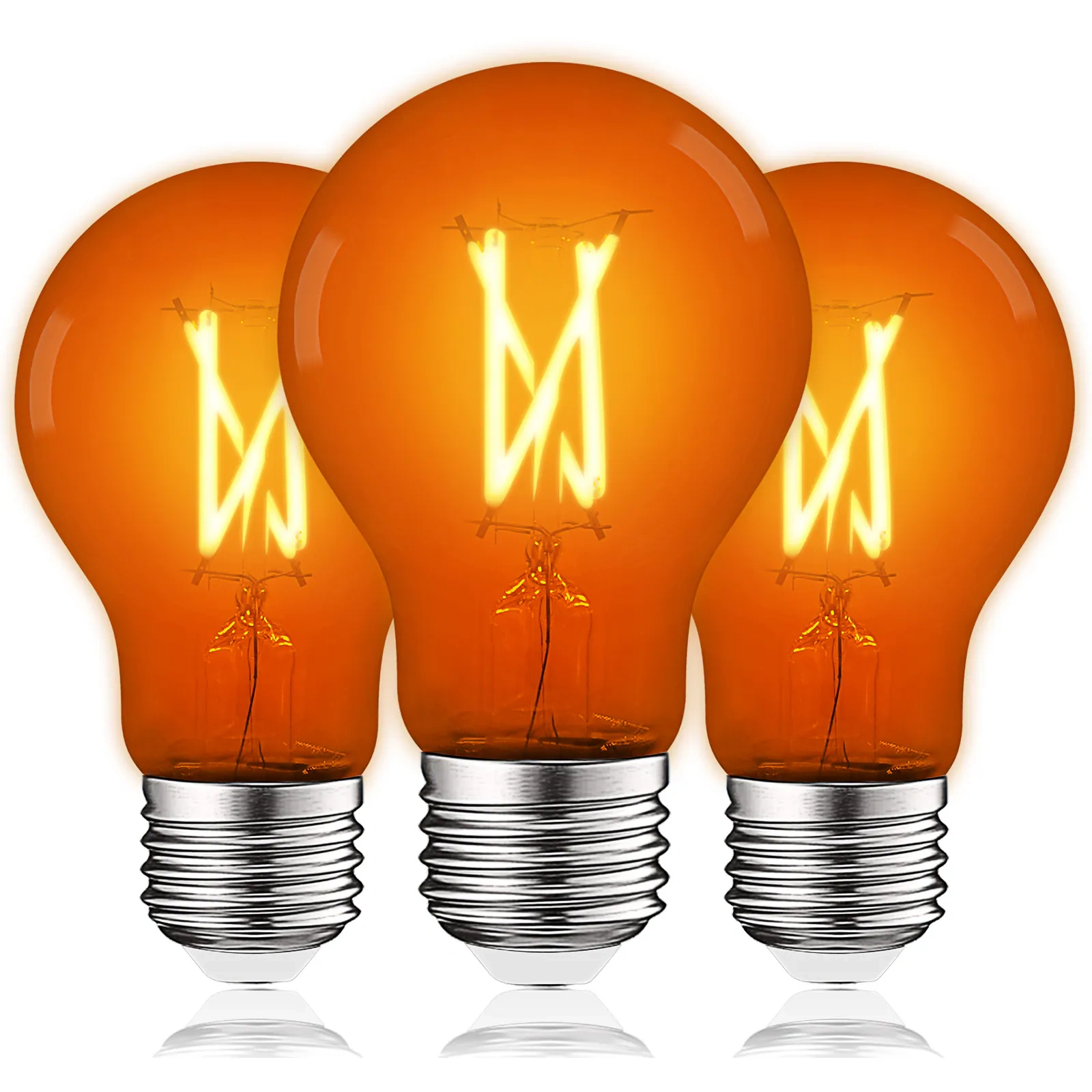 Luxrite 60‑watt Eq A19 Orange Medium Base (e26) Led Decorative Light Bulb (3‑pack)