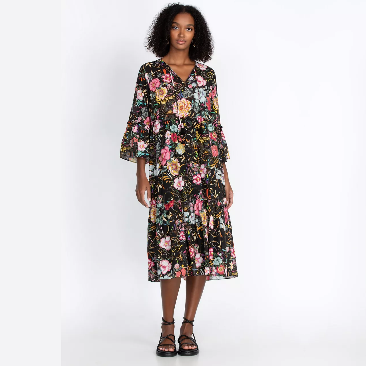 Peace Ruffle Tiered Dress