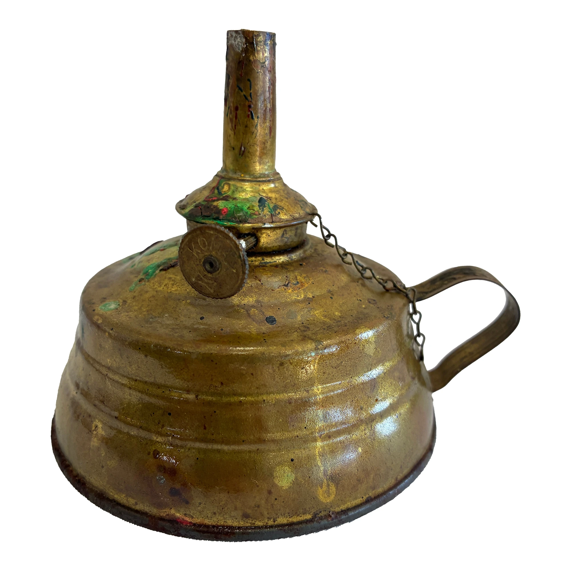 Antique Primitive Brass Finger Oil Lamp