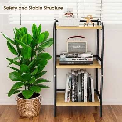 Sugift 3-tier Wood And Metal Storage Shelf, Industrial Organizer Rack