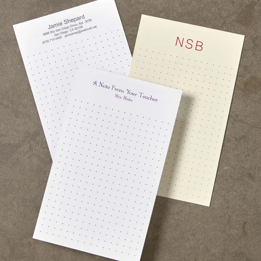 250 Personalized 3 X 5 Cards, Vertical Dot Grid - Burgundy/ivory/monotype Corsiva Italic