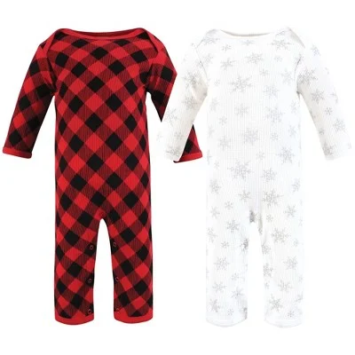 Hudson Baby Infant Girl Thermal Coveralls 2pk, Snowflake